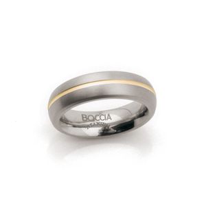 Boccia Brushed Titanium Band w/Gold-plated single line - 0102-03 Boccia Brushed Titanium Band w/Gold-plated single line - 0102-03